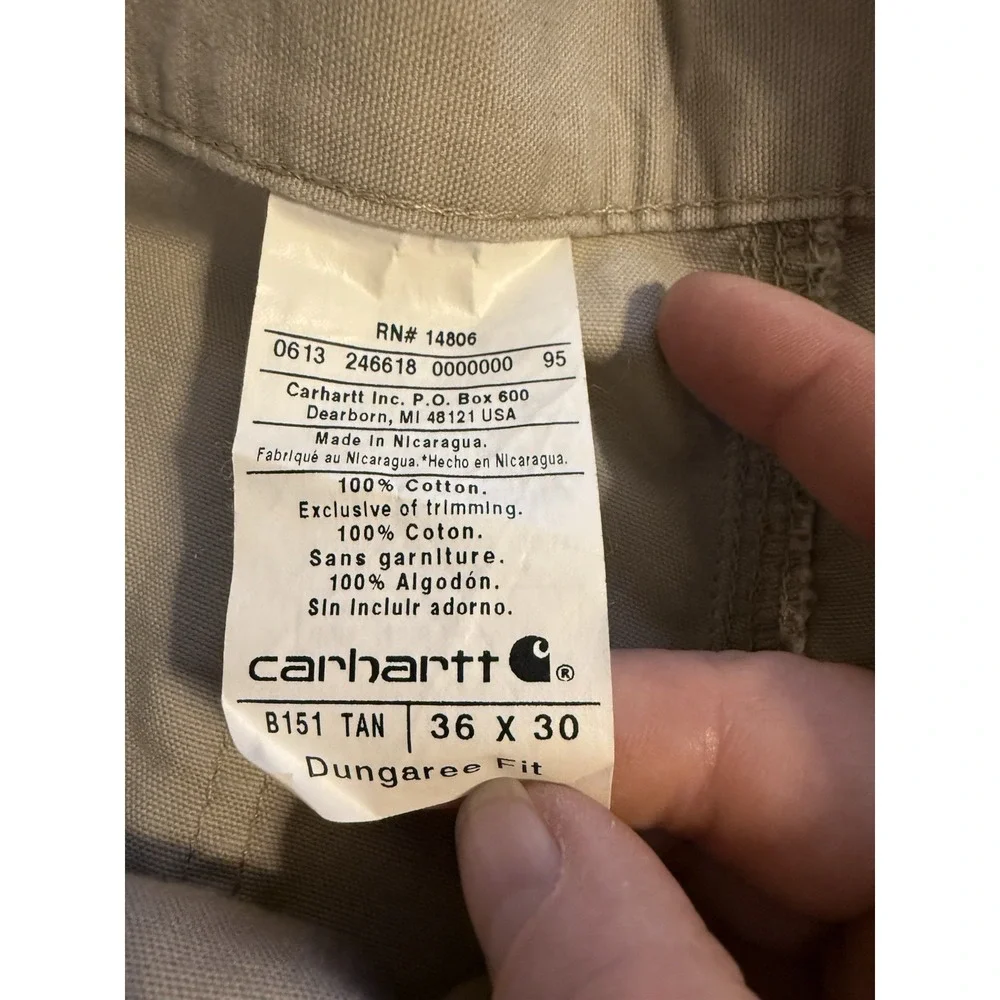 Carhartt Men's 36 x 30 Dungaree Fit Carpenter Pants Utility Cotton Workwear B151
